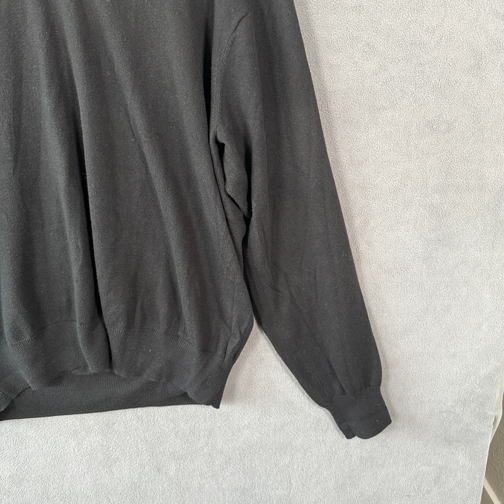 Peter Millar V-Neck Sweater Mens Large Black Long Sleeve Cotton Cashmere Blend - Picture 4 of 12